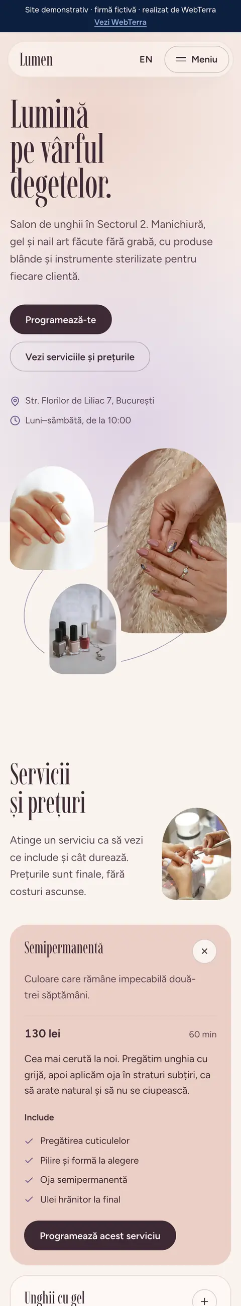 Lumen Nails: primele ecrane, pe telefon